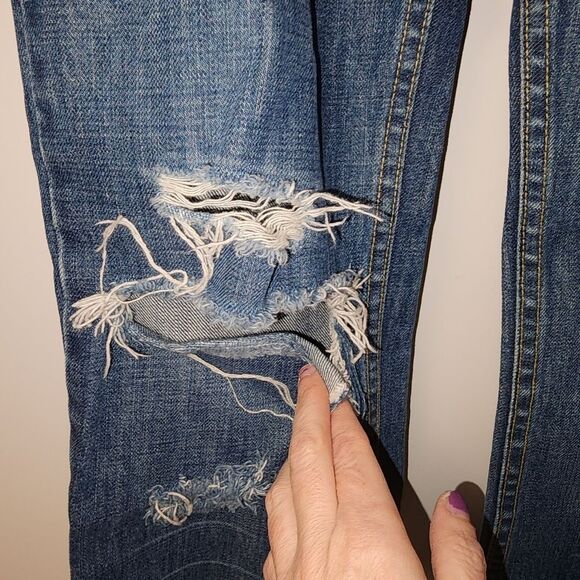 Earl jeans womens 55 original low rise distressed jeans size 28 size 6 grunge - Picture 3 of 14